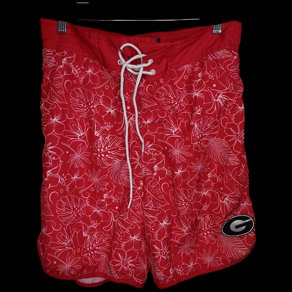 Georgia Bulldogs Red Floral Men's Board Shorts